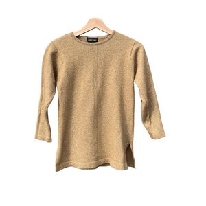 Gold Metallic Shimmer Pullover Jeanne Pierre, small, vintage, slit on bo…